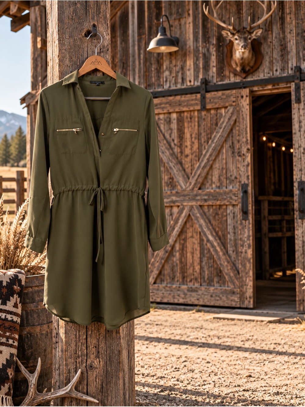 🌵Papillon - Olive Green Fall dress